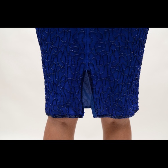 Vintage Silk Beaded Blue Skirt - Picture 6 of 6